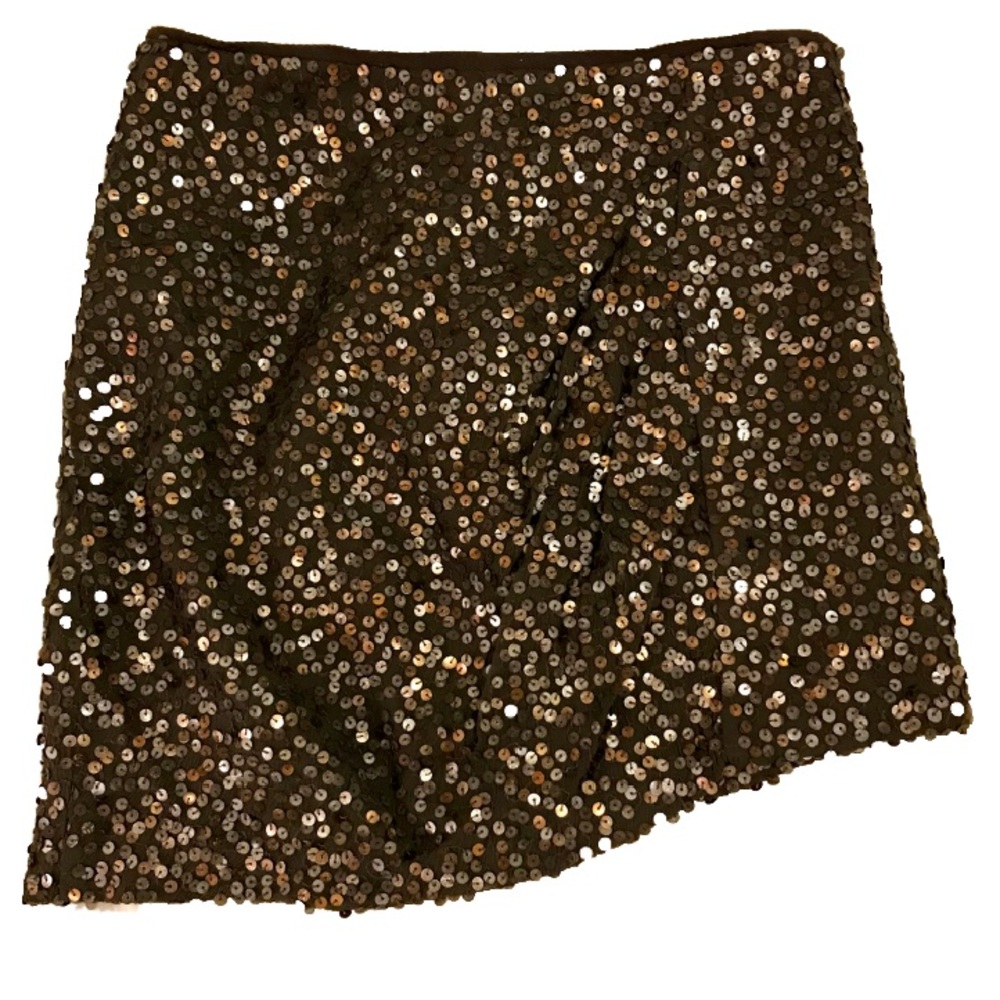 Nanette Lepore Brown Sequin Asymmetrical Skirt